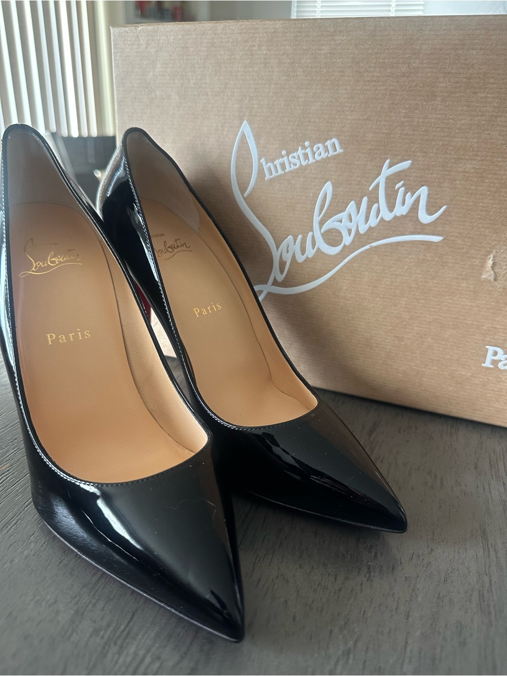 Christian Louboutin Black Patent Pointed-Toe Stiletto Pumps